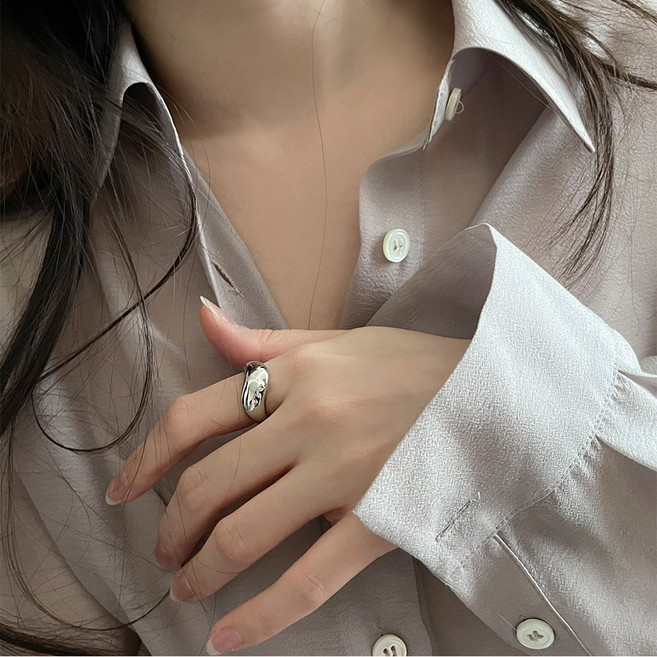 써지컬스틸 볼드 웨이브 반지