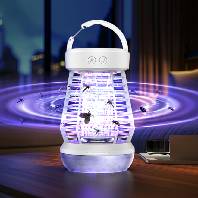 Ambition 충전 무선 캠핑 랜턴 겸용 모기 퇴치기, B화이트