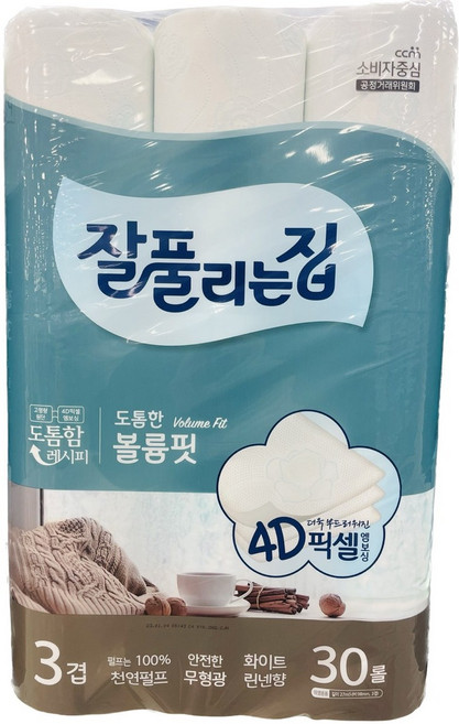 잘풀리는집 도톰한 볼륨핏 화장지 3겹, 1개, 30롤