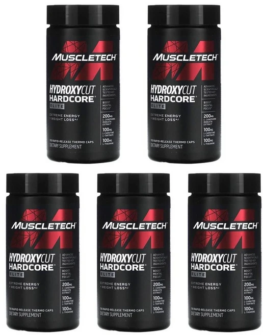 MUSCLETECH 하이드록시컷 하드코어 엘리트 라피드 릴리즈 써모 캡, 110정, 5개, 110정 - 쿠팡