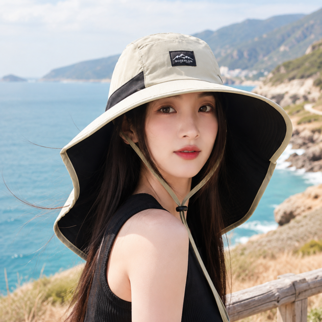 Velon 챙넓은 자외선 차단 모자 햇빛가리개, 1개, 카키