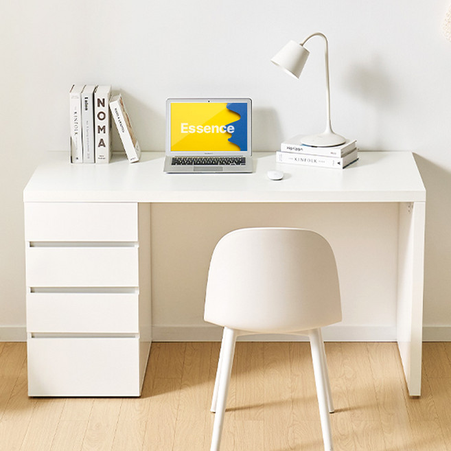 e스마트 와이즈 1인용 학생 4단 서랍 책상세트 1400 1600, 1400 사이즈, 화이트