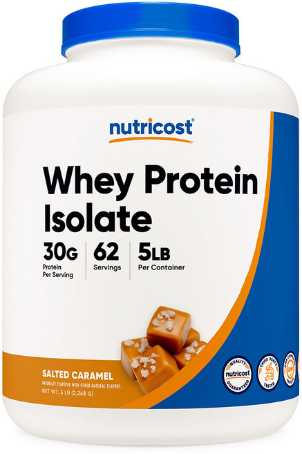 뉴트리코스트 WPI 웨이프로틴 아이솔레이트 맛있는 단백질 보충제 2268g 솔티드 카라멜맛 1개, 2.268kg