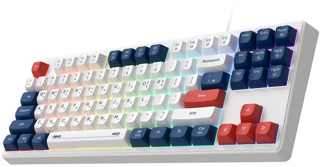 앱코 저소음 텐키리스 멤브레인 87키 키보드, 블루, ABKO MK87