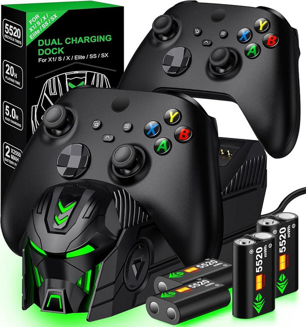 Rechargeable Controller Charger Station with 4X 5520mWh Battery Pack Compatible with Xbox Series X, Classic Version-4 Batteries