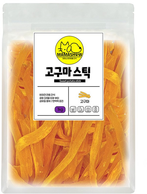 마마쇼 건강한 반려동물 간식, 1kg, 1개, 고구마 스틱