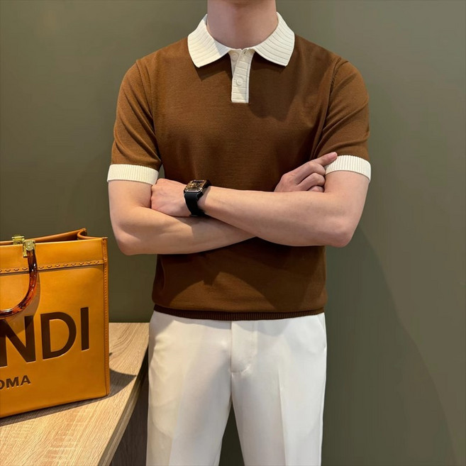 AD1552남자 봄 여름 가을 고퀄 코튼 면혼방 니트 린넨 카라넥 POLO 반팔 라인 베이직 티셔츠 티 정장 소프트 데일리룩