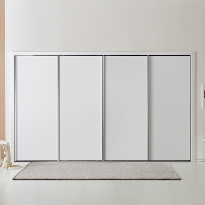 보루네오 파스텔 슬라이딩 붙박이장 E0 PET 안방 390cm 13자, 화이트 390cm