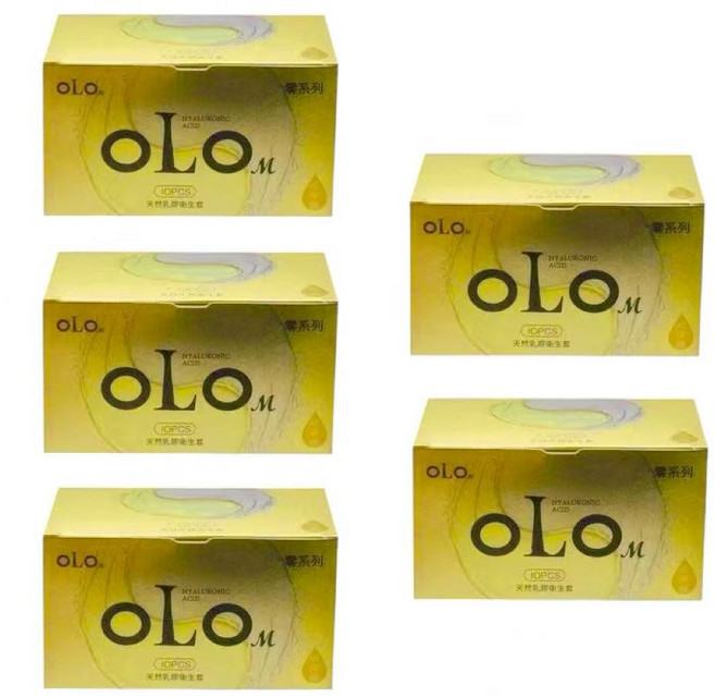 OLO玻尿酸榮耀黃金保險套001極薄持久潤滑, 榮耀冰火套組（共5盒）, 1套, 50片