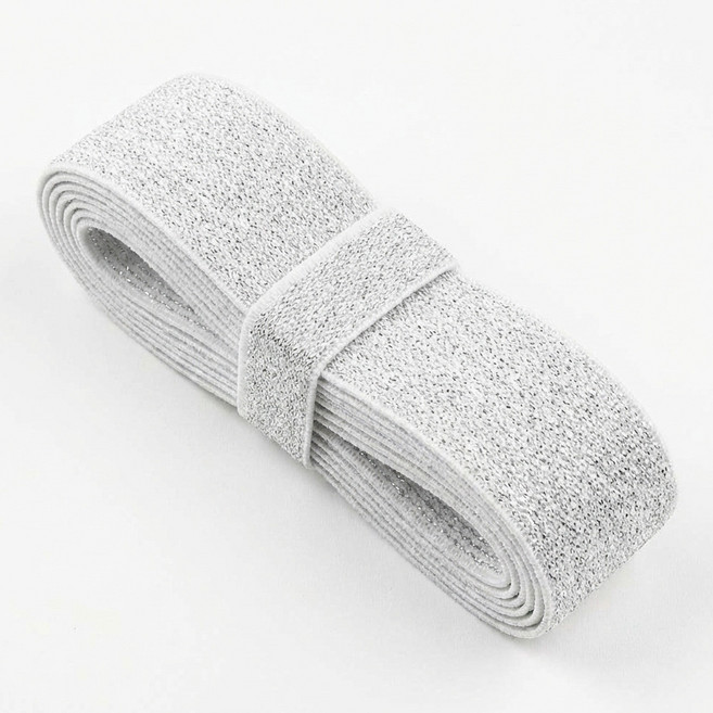 펄 고무밴드 화이트+실버펄 반짝이 밴딩고무 의류 장식용 허리밴드 고무줄 1마(90cm), 1개, 40mm(화이트+실버펄) 1마