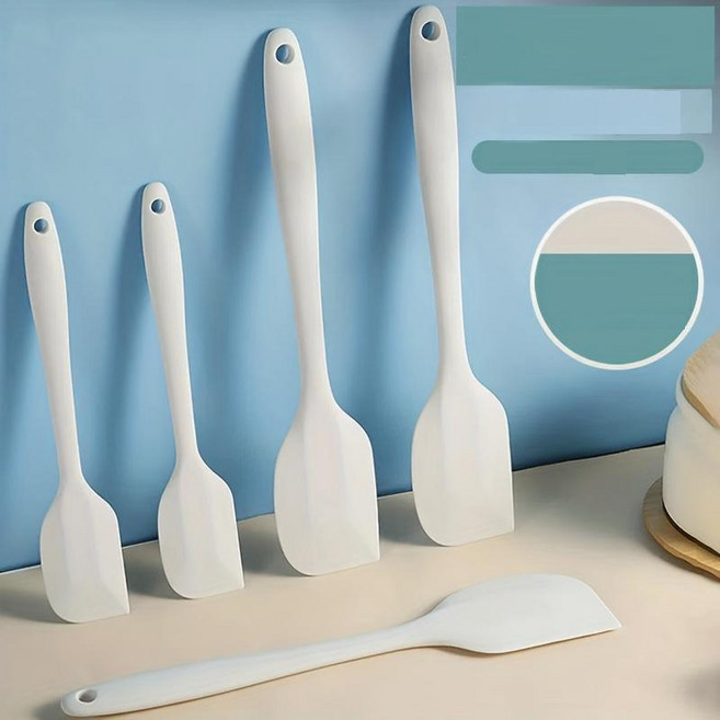 다용도 실리콘 스파튤라 스크래퍼 주방 조리도구 2종 세트, 1세트, 화이트