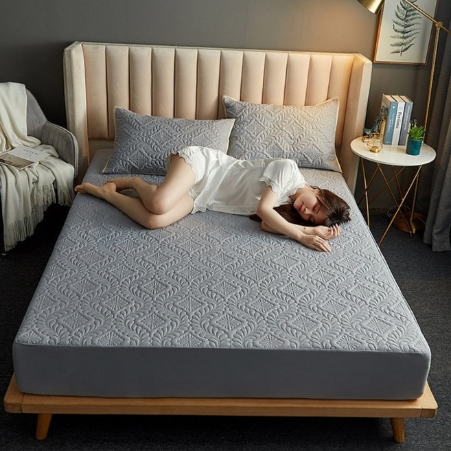 극세사겨울이불 슈퍼 방수 침대 커버 퀼트 매트리스 공기 침투성 토퍼 퀸 킹 사이즈 더블 베개 없음, 03 150x200cm, [03] Style 3