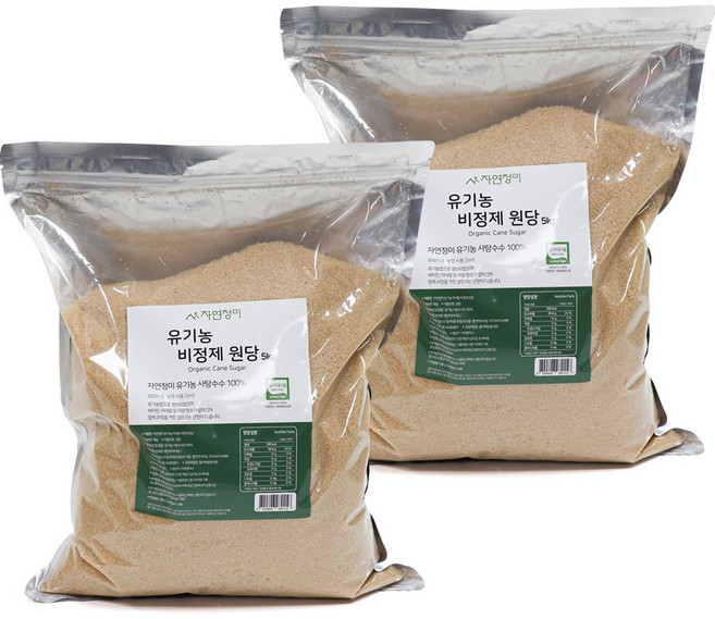 자연정미 유기농 비정제 원당 설탕, 2개, 5kg