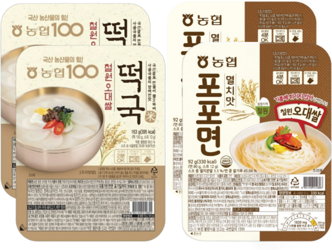 농협 오대쌀 세트(포포면2+간편떡국2), 1세트, 510g