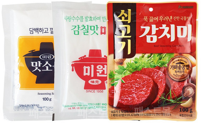대상 미원 100g + 맛소금 100g + 쇠고기 감치미 100g 세트, 1세트