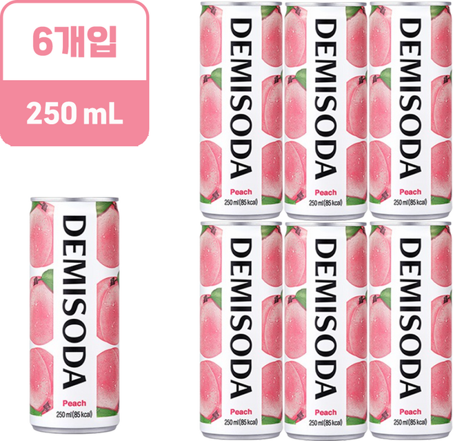 [더음료]데미소다 복숭아 250ml 6입
