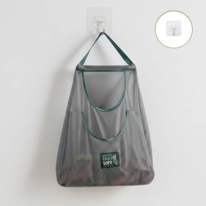 아워딜 다용도 야채 보관망 특대형 무타공걸이 증정, 그레이, 1개