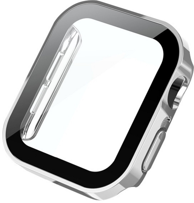 適用 Apple Watch 11 10 9 8 7 6 SE 防水一體式保護殼, 電鍍銀,10/11代 46mm 方邊一體殼, 1個