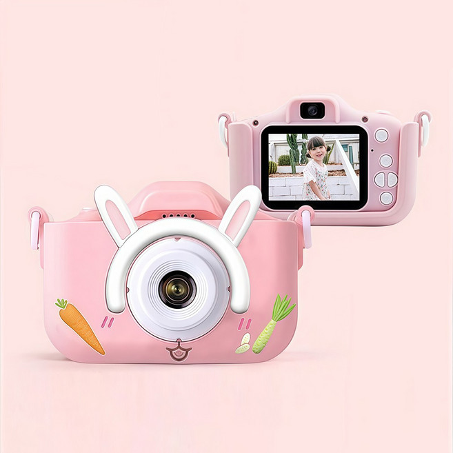 兒童數位相機 前後雙攝高清, 1個, 粉萌兔
