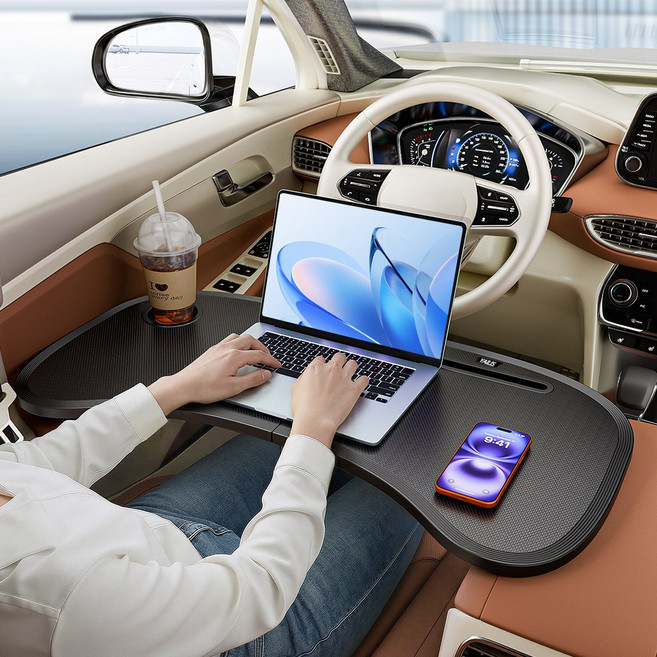 YAILIS 차량용 접이식 테이블 다기능 차량용트레이 차량용식탁테이블, 75cm*40cm 블랙, 1개