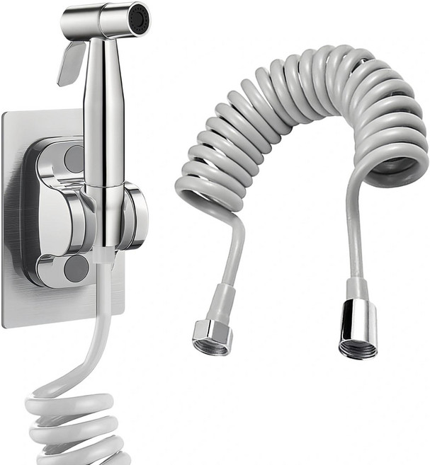 욕실 화장실 변기 샤워기 발코니 호스 스프레이 건 스프레이 5M 길이, 은색