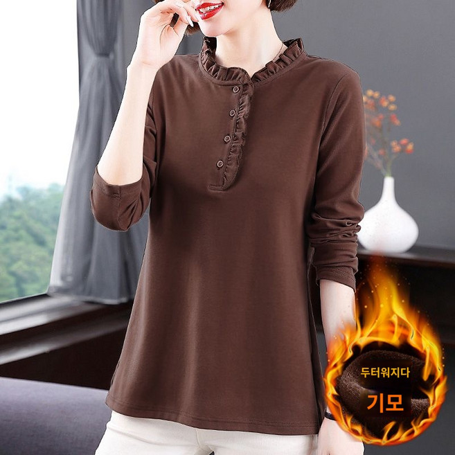 루즈핏 모달 엄마 여성 티셔츠 중년 빅사이즈 코튼 캐주얼 스판 이너 순면