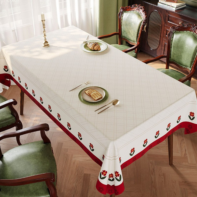 ZOZOFO 가죽식탁보 방수 식탁보 테이블보 매트 레트로 유럽 거실테이블보 4인~6인 식탁커버, 1개, 140x200cm, 체크