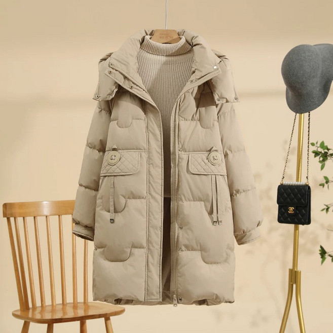 타임퓨어 여성 중장기장 두꺼운 패딩점퍼 루즈핏 오버핏 겨울보온 캐주얼 아우터 데일리 겨울외투 빅사이즈 패딩 겨울패션