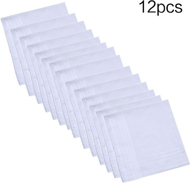12pcs 40x40cm 남성 여성면 손수건 순수한 손수건 Jacquard 줄무늬 포켓 스퀘어 타월 DIY 그림