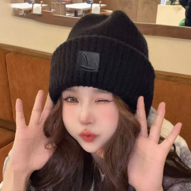 힐링하니 여성용 니트 비니 겨울 예쁜 방한 털 모자