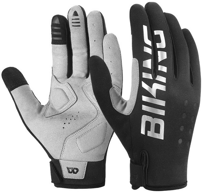 WEST BIKING 가을 겨울 자전거 타는 열 장갑 남자 터치 스크린 가득 차있는 손가락 장갑, 1세트, Balck