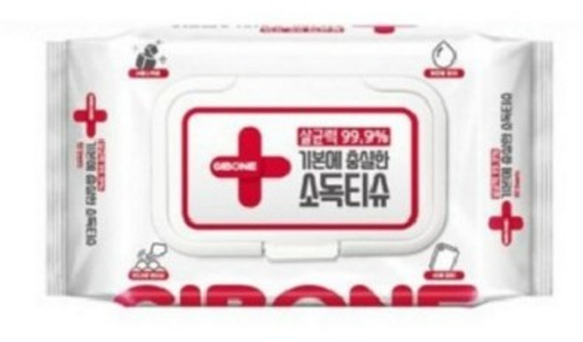 기본에 충실한 소독티슈 캡형 60p, 50개