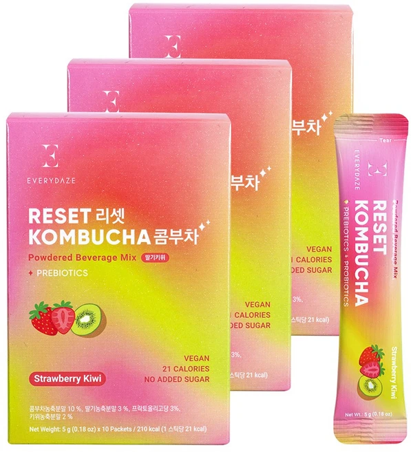 에브리데이즈 리셋 콤부차 딸기키위, 5g, 30개 - 쿠팡