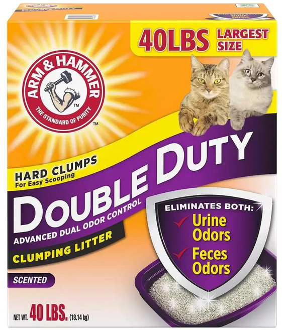 ARM & HAMMER 強效雙重除臭凝結貓砂 輕鬆鏟起凝結砂塊 有效消除異味 持久耐用, 18.14kg, 1個, SCENTED