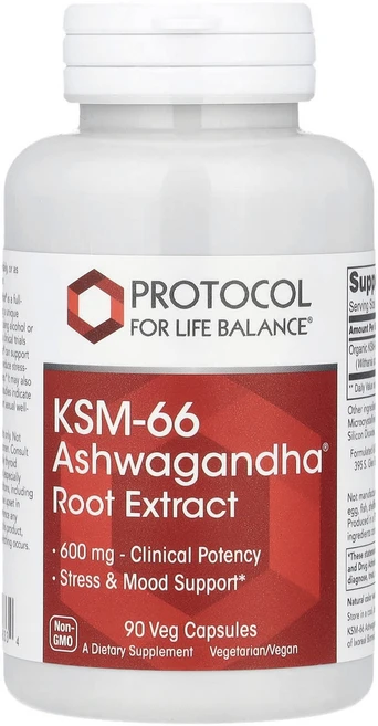 Protocol for Life Balance KSM-66 Ashwagandha® 뿌리추출물 600mg 베지 캡슐 90정, ProtocolforLifeBalanceKSM66Ash, 1개 - 쿠팡