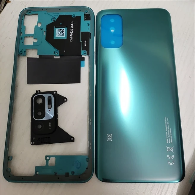 샤오미 레드미 Note 10 5G 후면 케이스 + 중간 프레임 측면 키 카메라 유리 렌즈 Sim 트레이 용 하우징, 02 녹색