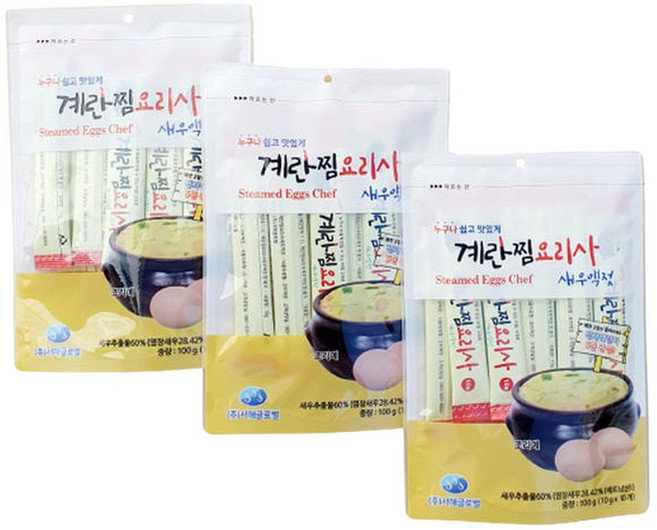 계란찜요리사 새우액젓 스틱 100g 3개