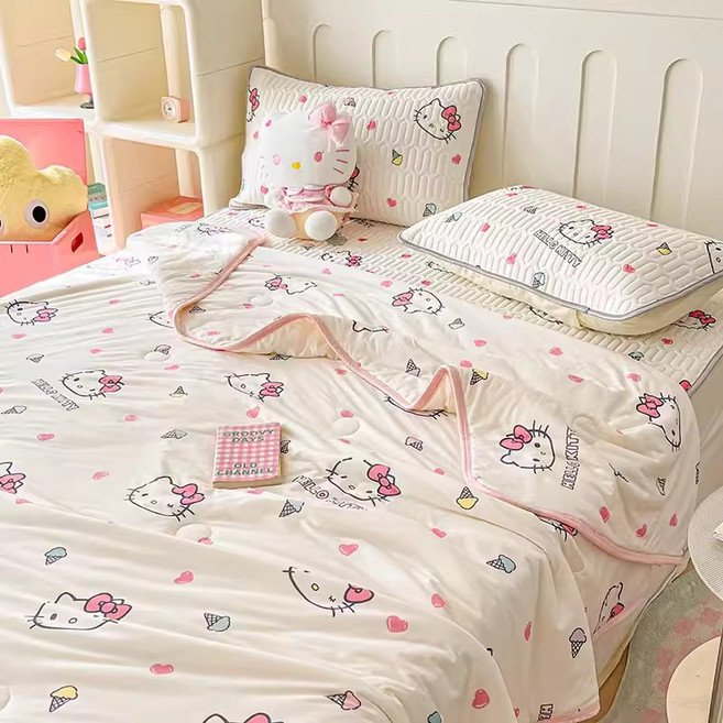 산리오 라이센스 시나모롤 라텍스 냉감 침대패드 + 차렵 이불 +베개커버 세트 +Integrated International Trade Co. Ltd 머리핀