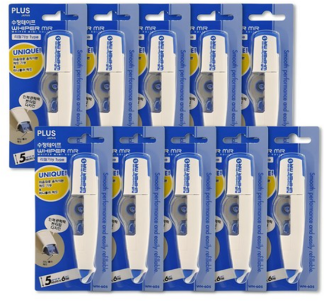 플러스 화이퍼 엠알 WH-605 수정테이프, BASIC, 10개