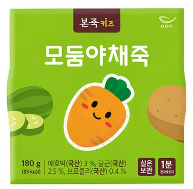 본죽 키즈 모둠 야채죽, 3개, 180g