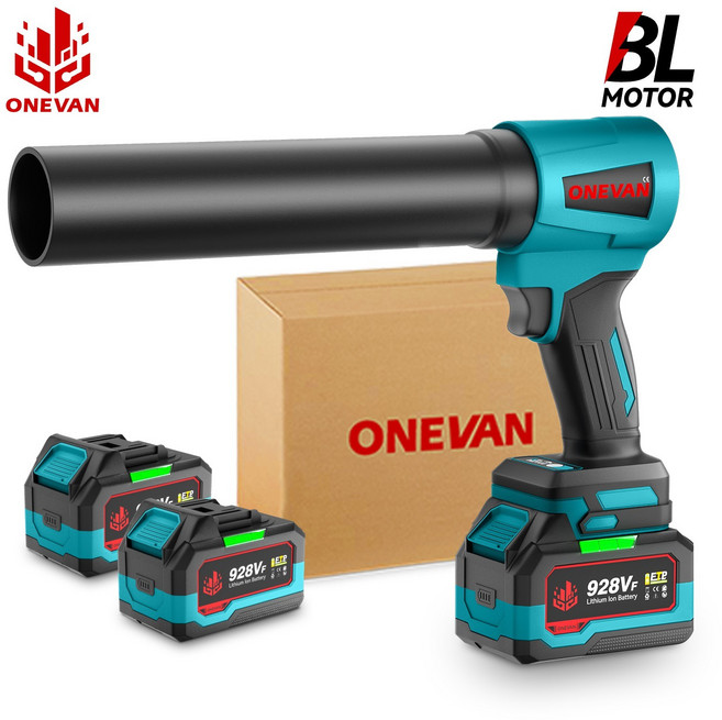 ONEVAN 고출력 브러시리스 팬 전기 에어 블로워 휴대용 제트 눈/잎/먼지 제거 도구, 2세트