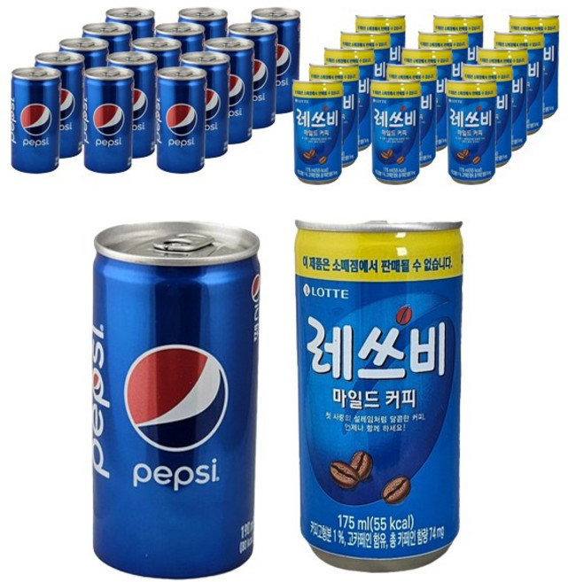 [달담박스]펩시콜라 190ml 30캔 +레쓰비 175ml 30캔, 60캔