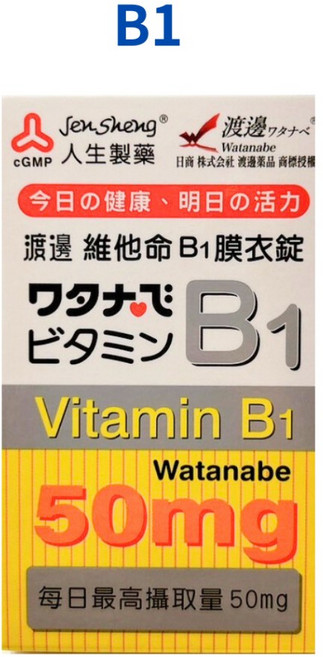 人生製藥 渡邊維他命B12膜衣錠 (60錠/瓶) 藥師優選 實體藥局販售, 1罐B1