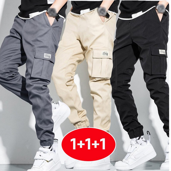 TIMEPURE 남성 트렌디 가을 겨울 베이직 스트리트 브랜드 조거핏 트레이닝 팬츠 오버사이즈 기모 안감 워크웨어 스타일 캐주얼 롱 팬츠