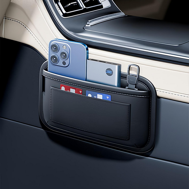 자동차 수납 포켓 사이드포켓 운전석, 블랙, 1개