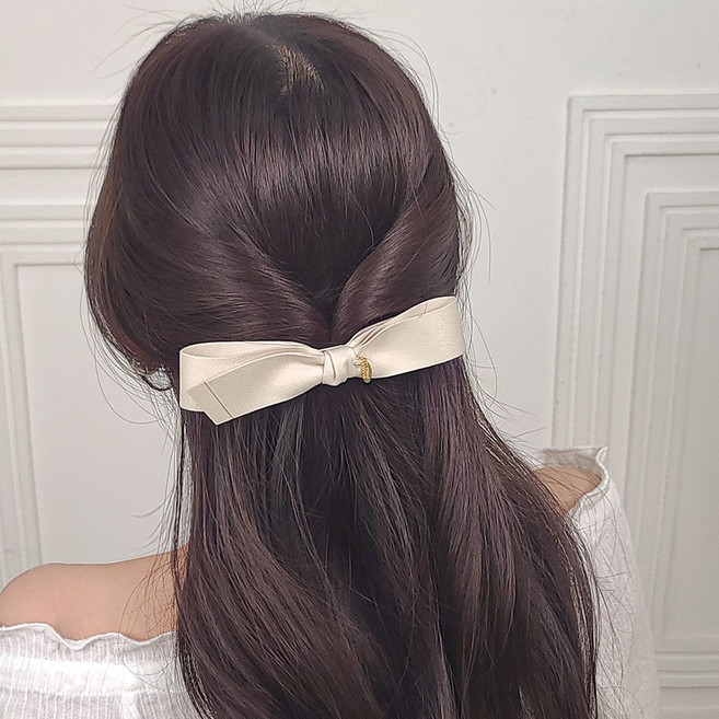 초콜리트쥬얼리 모드린 데일리 심플 일자 트윌 리본 자동 헤어핀 - 4color