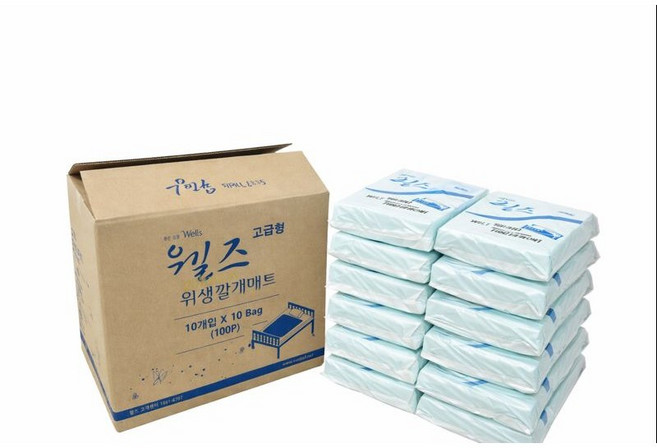 웰즈 고급형 위생깔개매트 (600mm*750mm) 남 녀공용 성인용기저귀/요실금 한박스 100매, 10개, 10개입