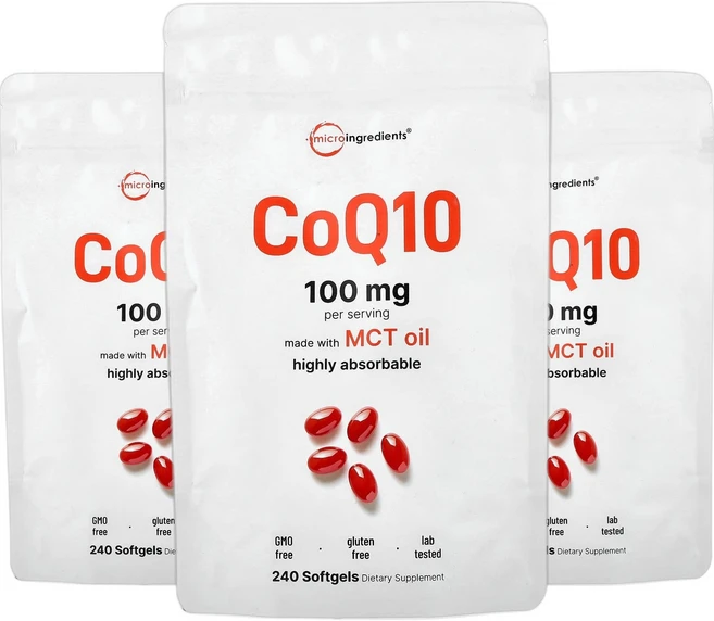 마이크로인그리디언츠 코큐텐 CoQ10 소프트젤 240정소프트젤 1정당 50mg 2+1, 3개 - 쿠팡