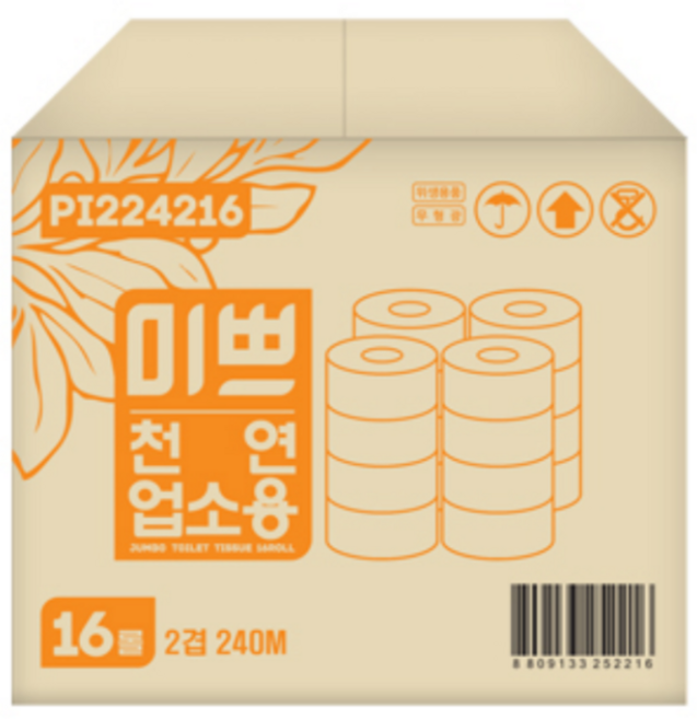 팜파스 점보롤화장지 미쁘 100% 천연펄프 업소용, 1박스, 16롤, 240m