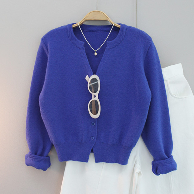 달콩 여성 봄가디건 브이넥 세미크롭가디건 모나코트임니트가디건